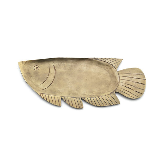 Gold Serving Tray - Fish Design Decorative Tray for Cakes & Jewelry - Large