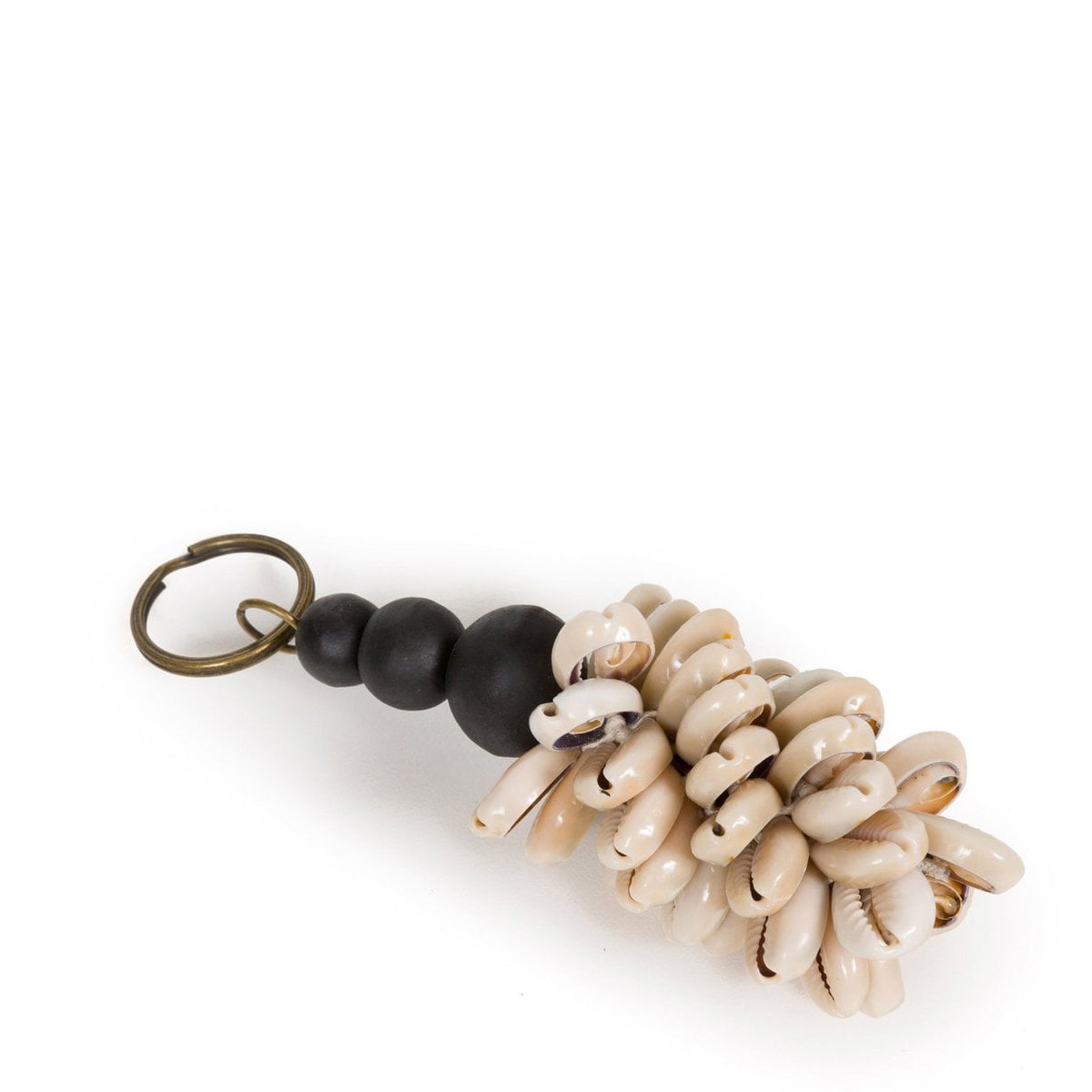Shell and Wood Keychain - Natural Black, Island Style