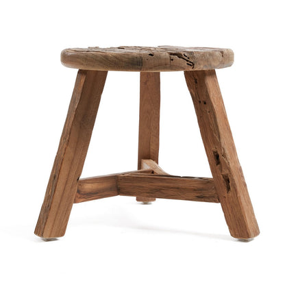 Teak Yatai Stool - Natural Wood Accent Piece - Medium