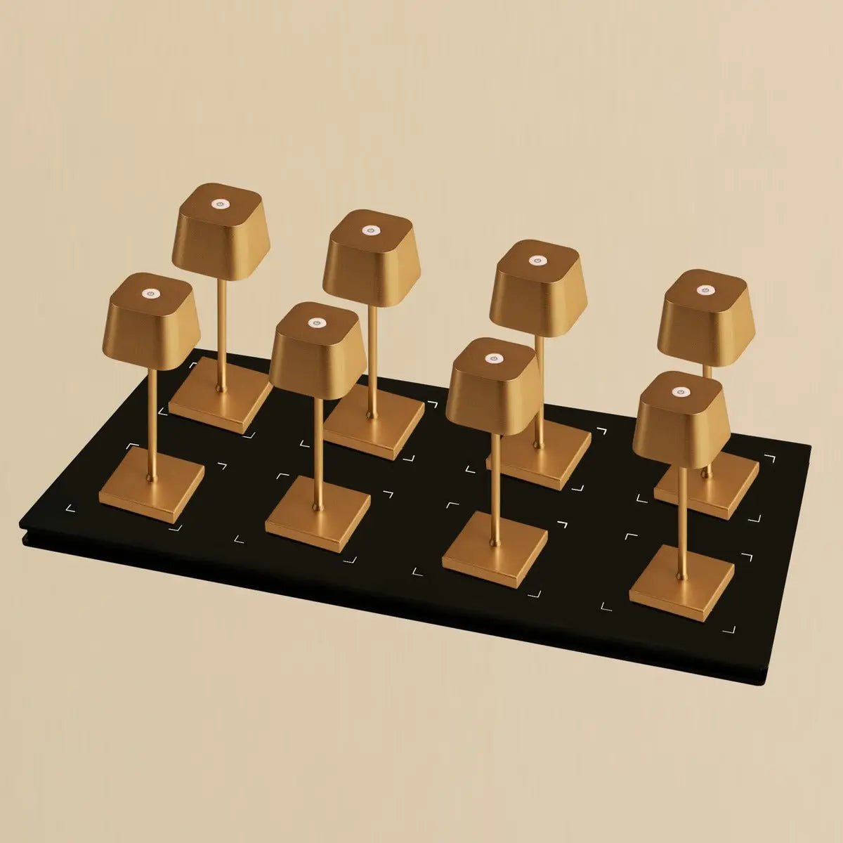 Combi Set Professional | 8 x Sarphati Mini Gold Rechargeable Table Lamps & 1 x Central Station Charging Station