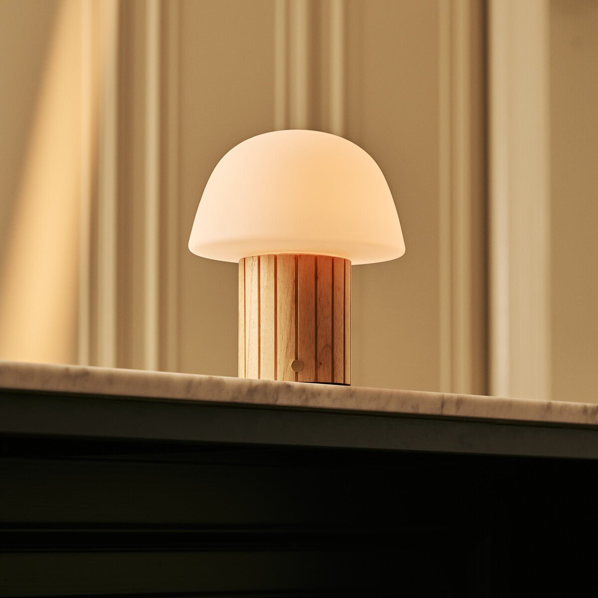 Rechargeable Table Lamp - Light Brown Dimmable Lamp with Modular Shade