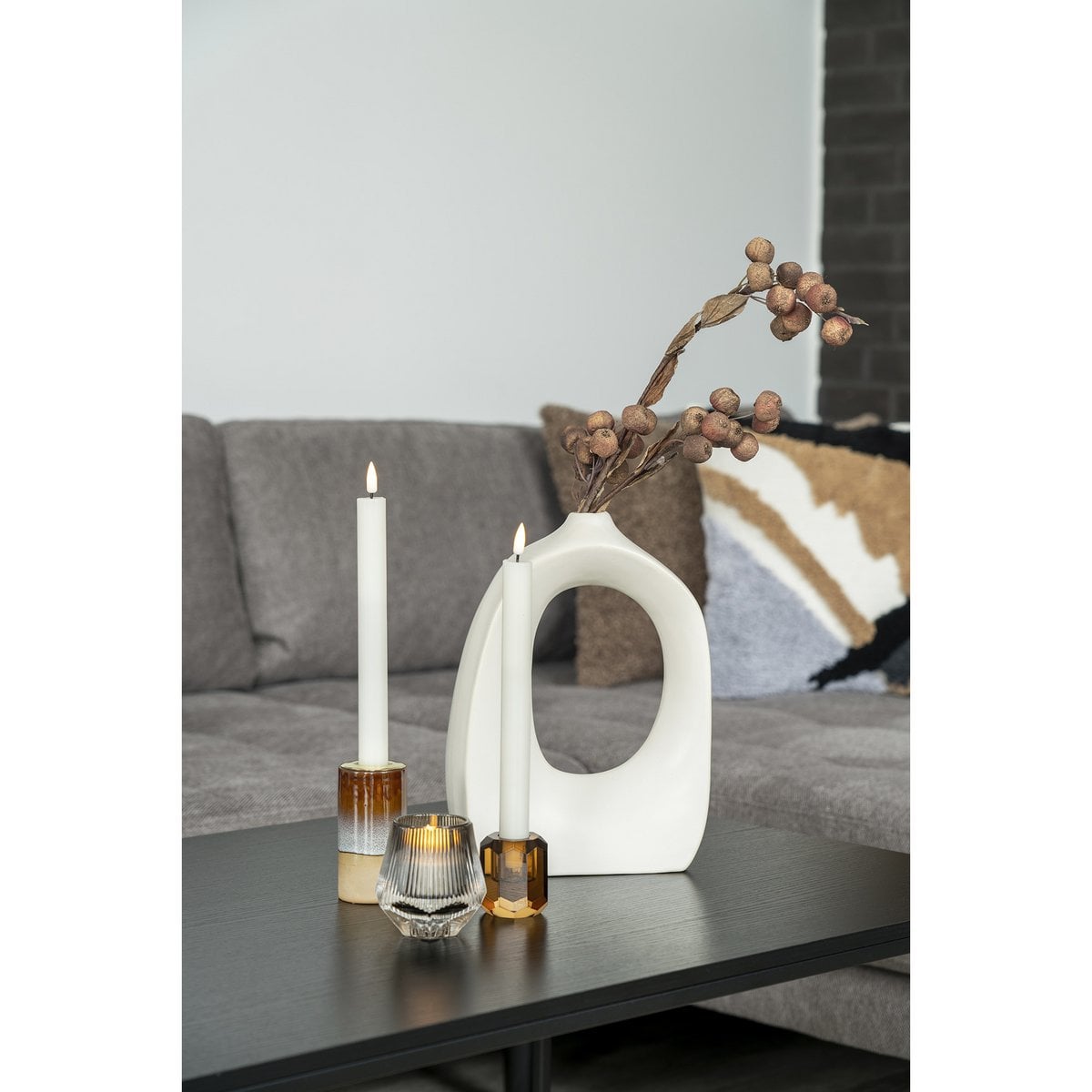 Vase - White, Stoneware, 19x9x28.5 cm