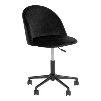 Geneve Office Chair - Black Velvet, Black Legs, 55x55x73 cm