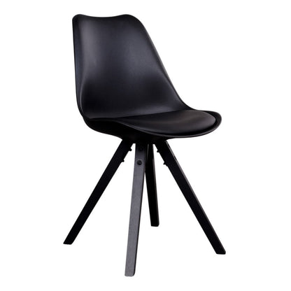 Bergen Dining Chair - PU Leather, Moulded Plastic, Rubberwood, Black - Set of 2
