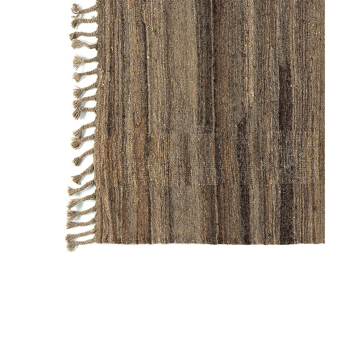 Handwoven Wool Area Rug - Afghan Design, Brown Stripes, 298x207 cm