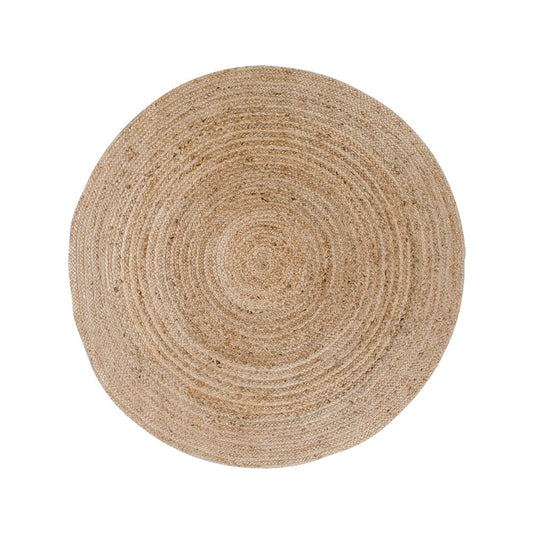 Jute Area Rug - Natural Round Rug, Braided Style - 120cm
