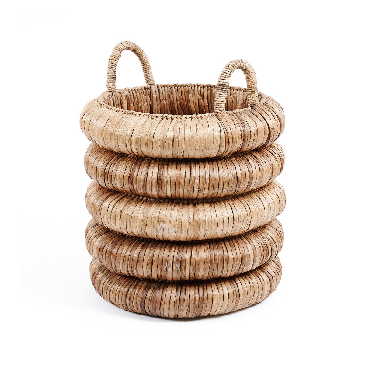 Chunky Water Hyacinth Basket with Handles for Storage & Laundry