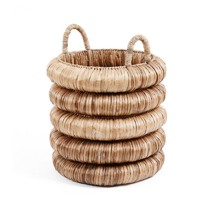 Chunky Water Hyacinth Basket with Handles for Storage & Laundry