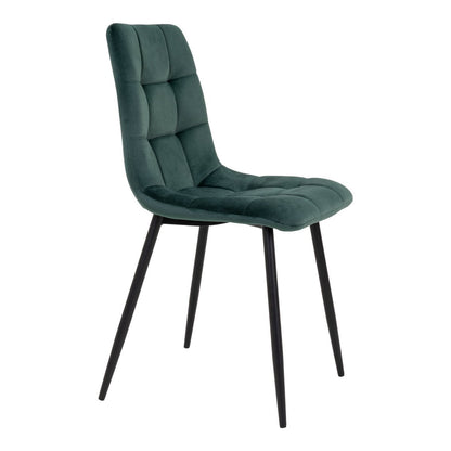 Middelfart Dining Chair - Polyester Velvet, Steel, Dark Green - Set of 2