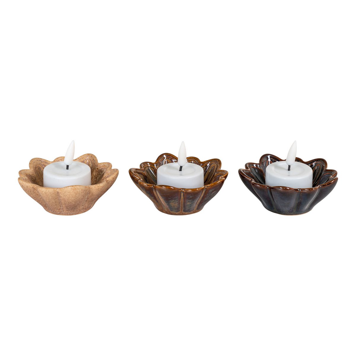 Ceramic Bowls Set - Small Beige, Brown, and Dark Brown - ø8.5cm