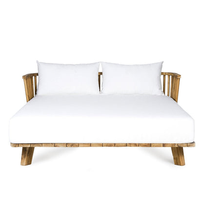Teak Daybed - Double Outdoor Bed with Water-Repellent Cushions - White