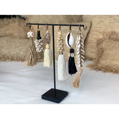 The Wooden Beads Keychain - Natural White