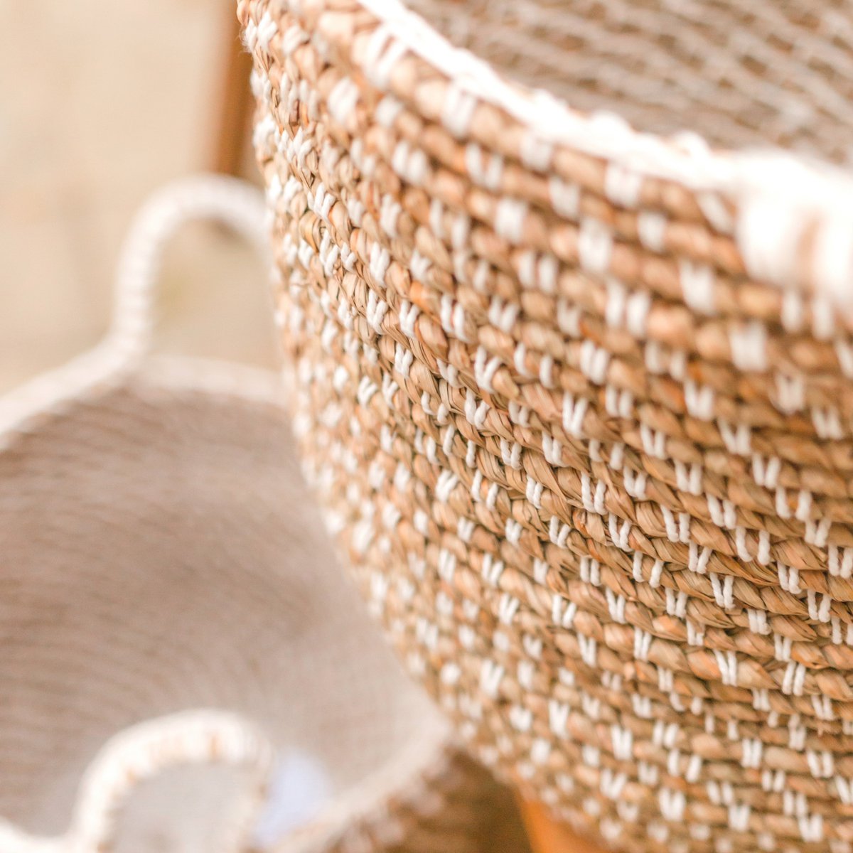Banana Fibre Storage Basket - Round Macrame Laundry Hamper