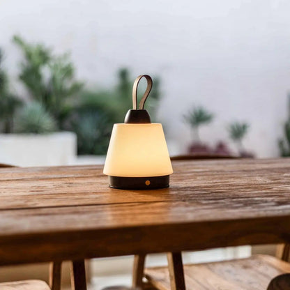 Dark Brown Rechargeable Table Lamp – Leather Strap & 3 Light Modes