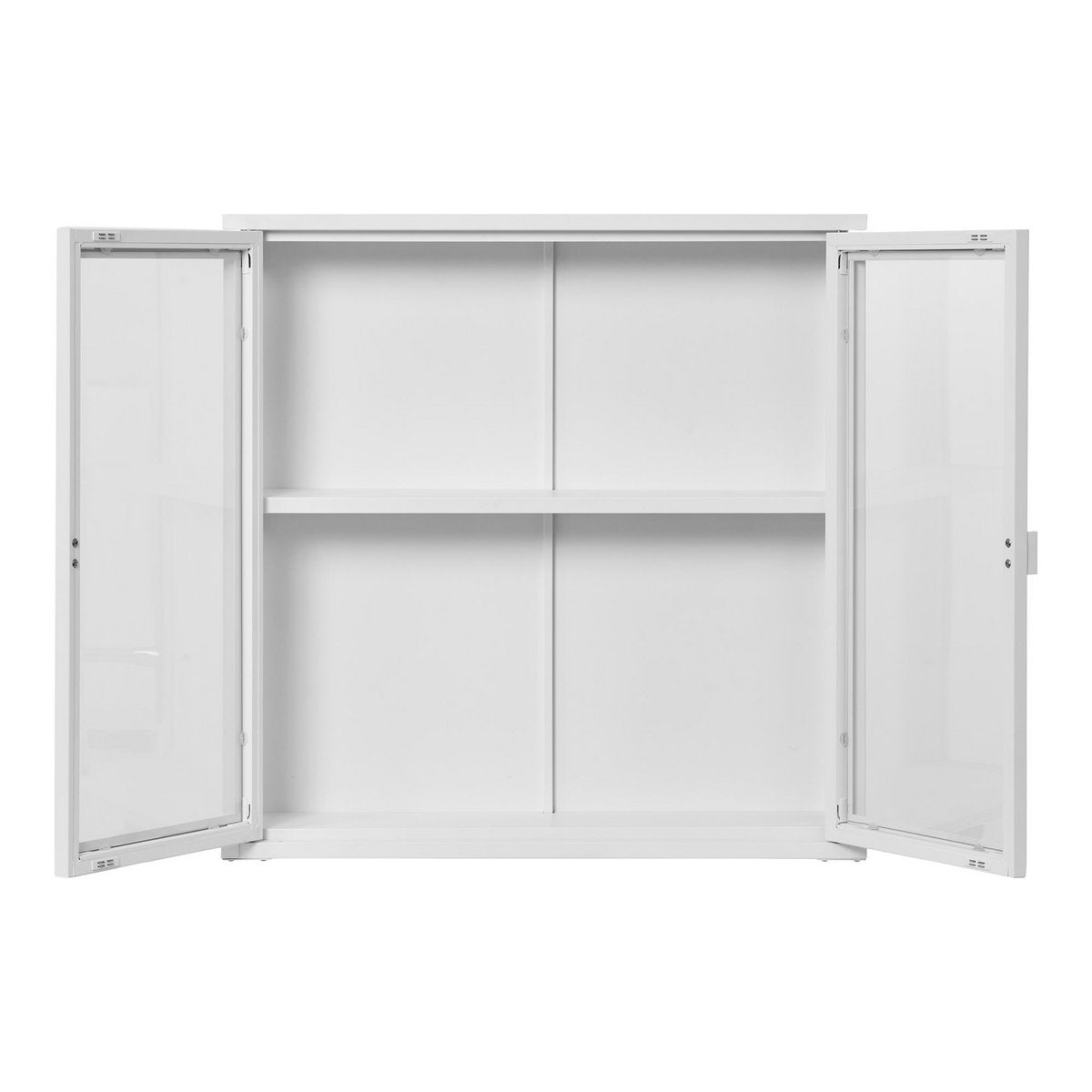 Steel Hanging Display Cabinet - White, Two Glass Doors