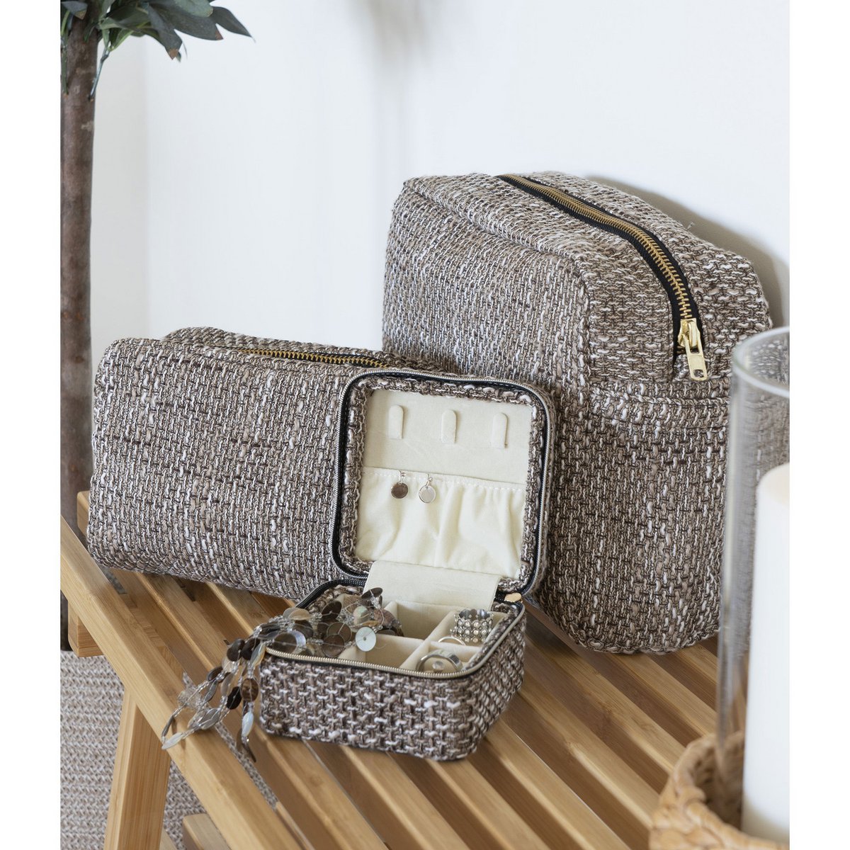 Woven Jewelry Box – Brown Bohemian Style, Small 11cm Marrakech Box