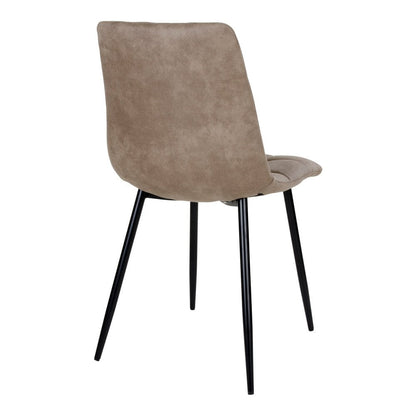 Microfiber Dining Chair - Brown, Modern Set of 2 with Metal Legs