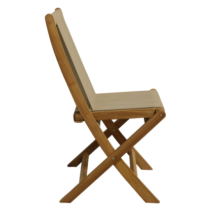 Teak Garden Chair with Rope Seat - Folding Outdoor Chair, Natural