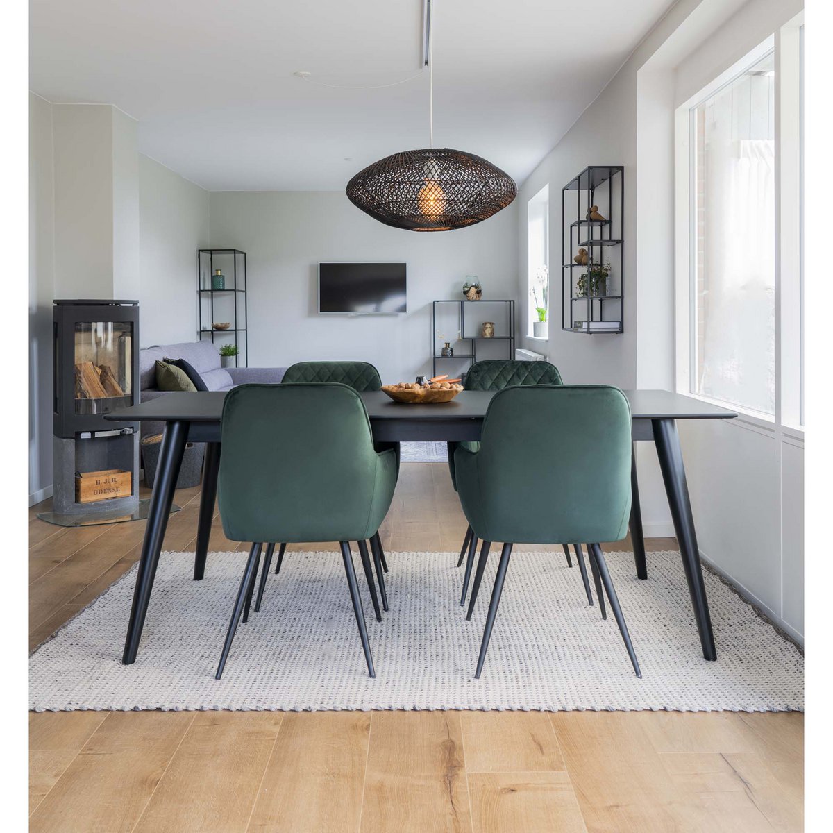 Silla de comedor Harbo - Terciopelo, acero, verde - Juego de 2