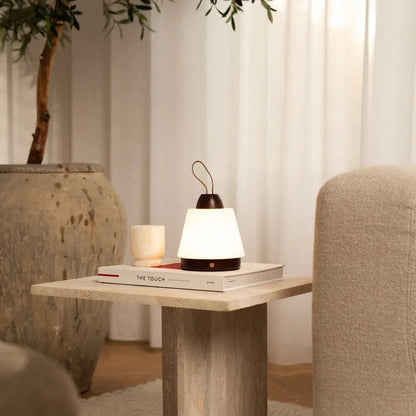 Dark Brown Rechargeable Table Lamp – Leather Strap & 3 Light Modes
