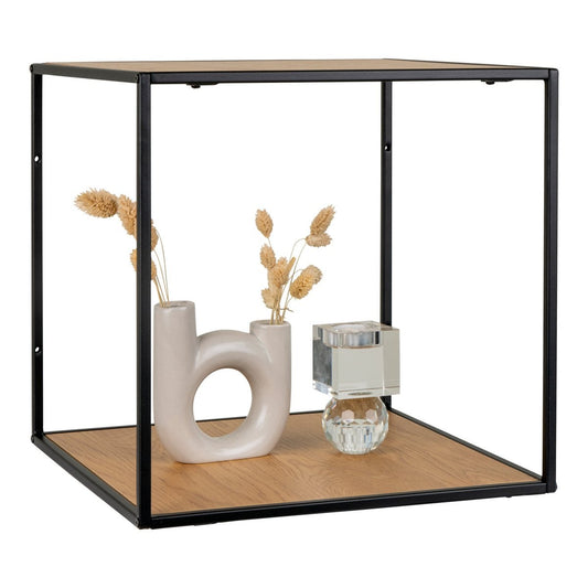 Vita Wall Shelf - oak look, black, 36x36x36cm