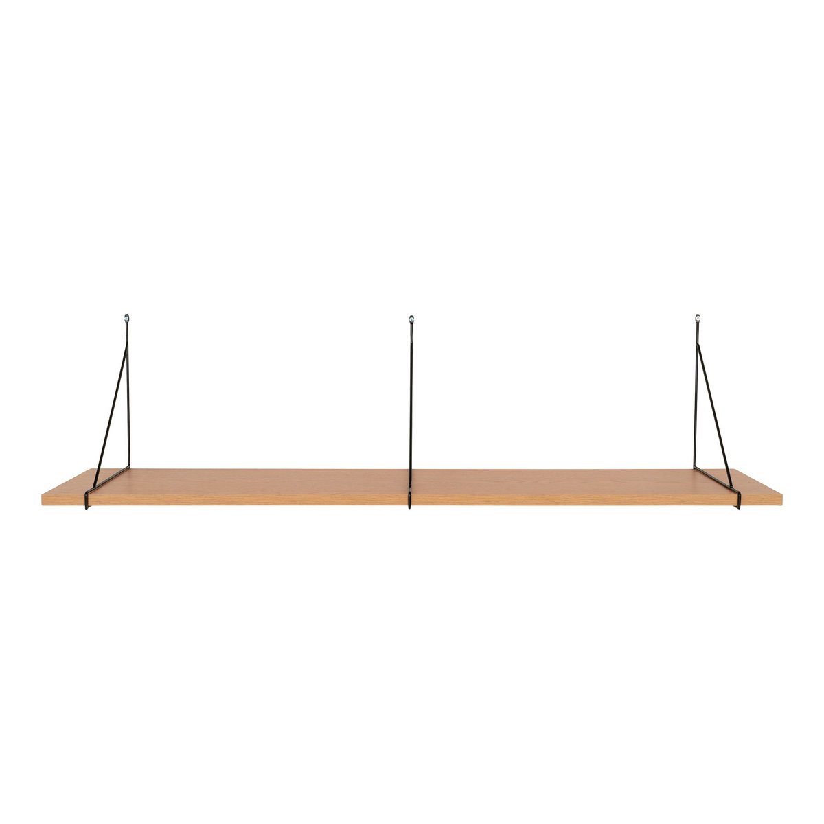Chiba Wall Shelf - Wall Shelf, ash veneer, black steel frame, 120x29 cm