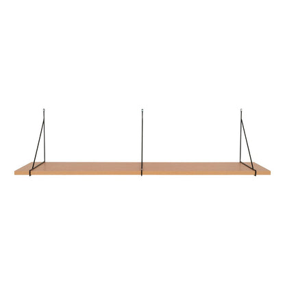 Chiba Wall Shelf - Wall Shelf, ash veneer, black steel frame, 120x29 cm