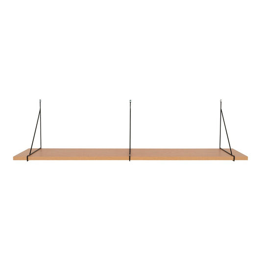 Ash Veneer Wall Shelf – Black Steel Frame, 120cm Wide