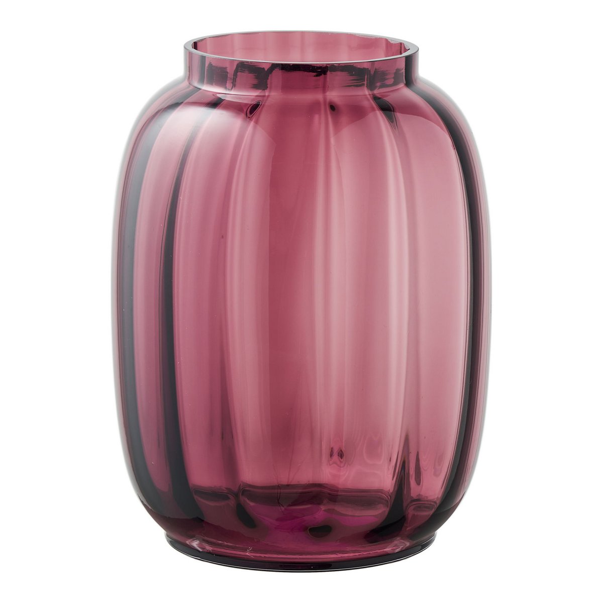 Smoked Red Glass Vase - Mouth Blown - 17x21 cm