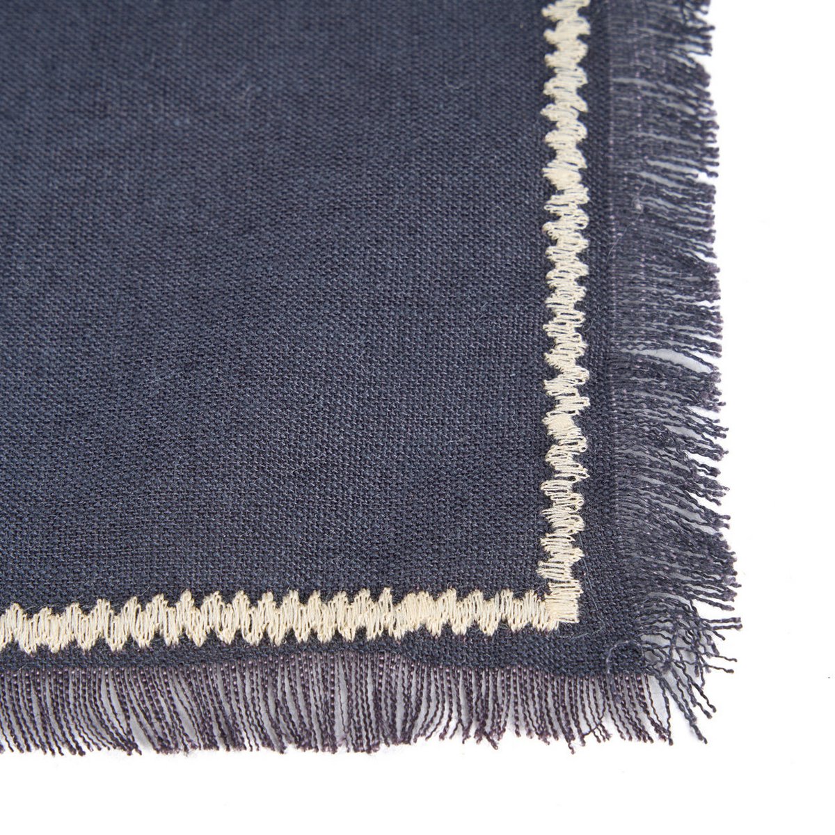 Linen Napkin - Black Natural Tuscany Napkin - 45x45