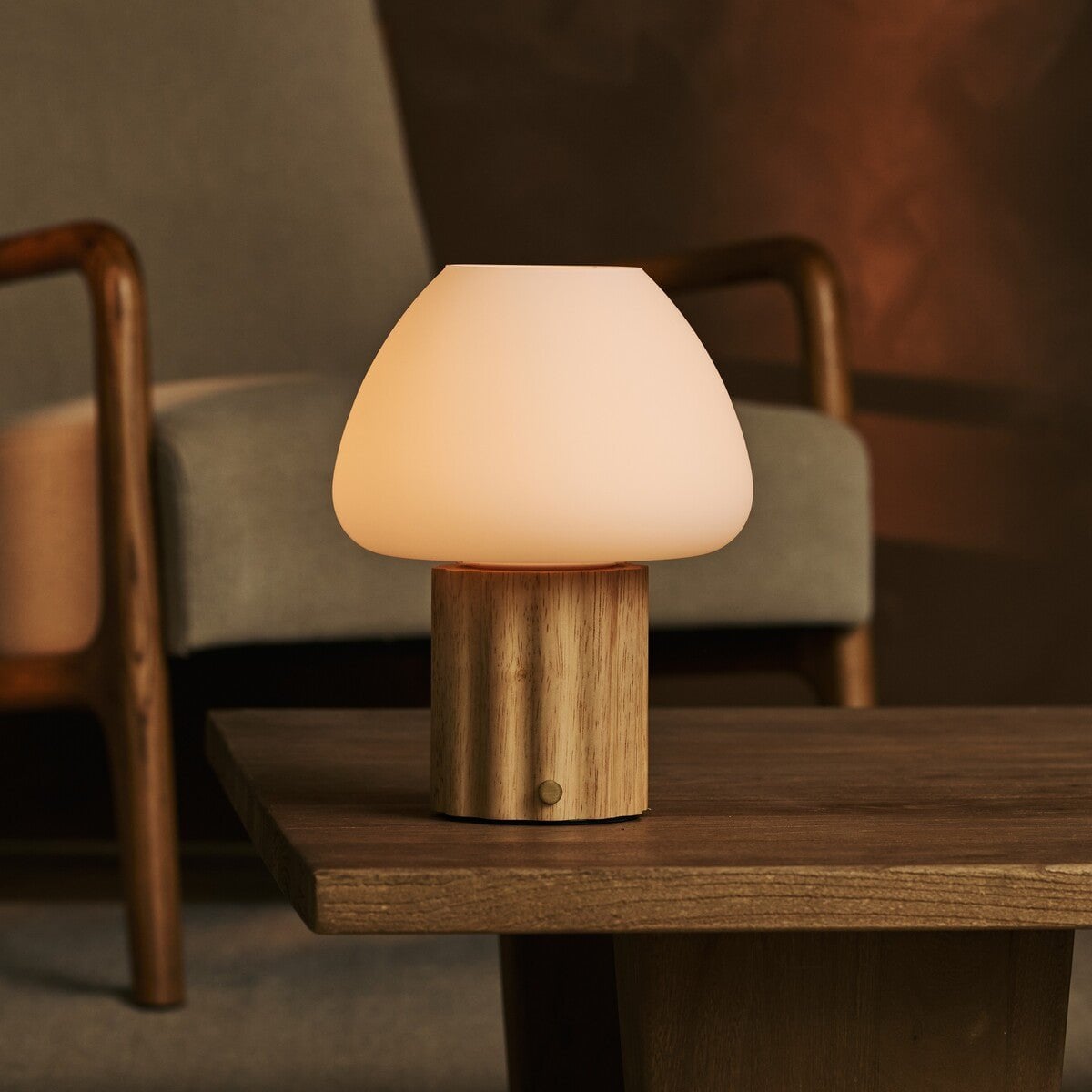 Rechargeable Table Lamp Dimmable - Light Brown Modular Lampshade