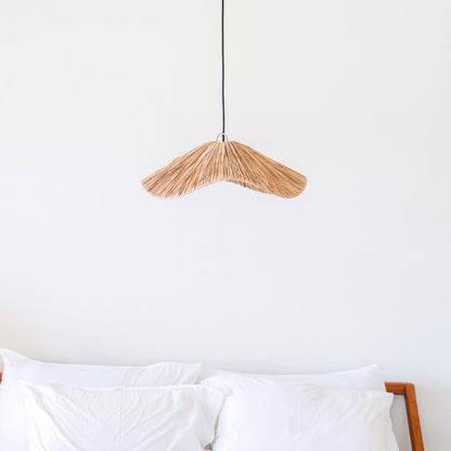 Pantalla de lámpara boho – Lámpara de techo grande de rafia – Lámpara colgante natural – Lámpara de techo hecha a mano de rafia TAMPAH (Ø 53 cm)