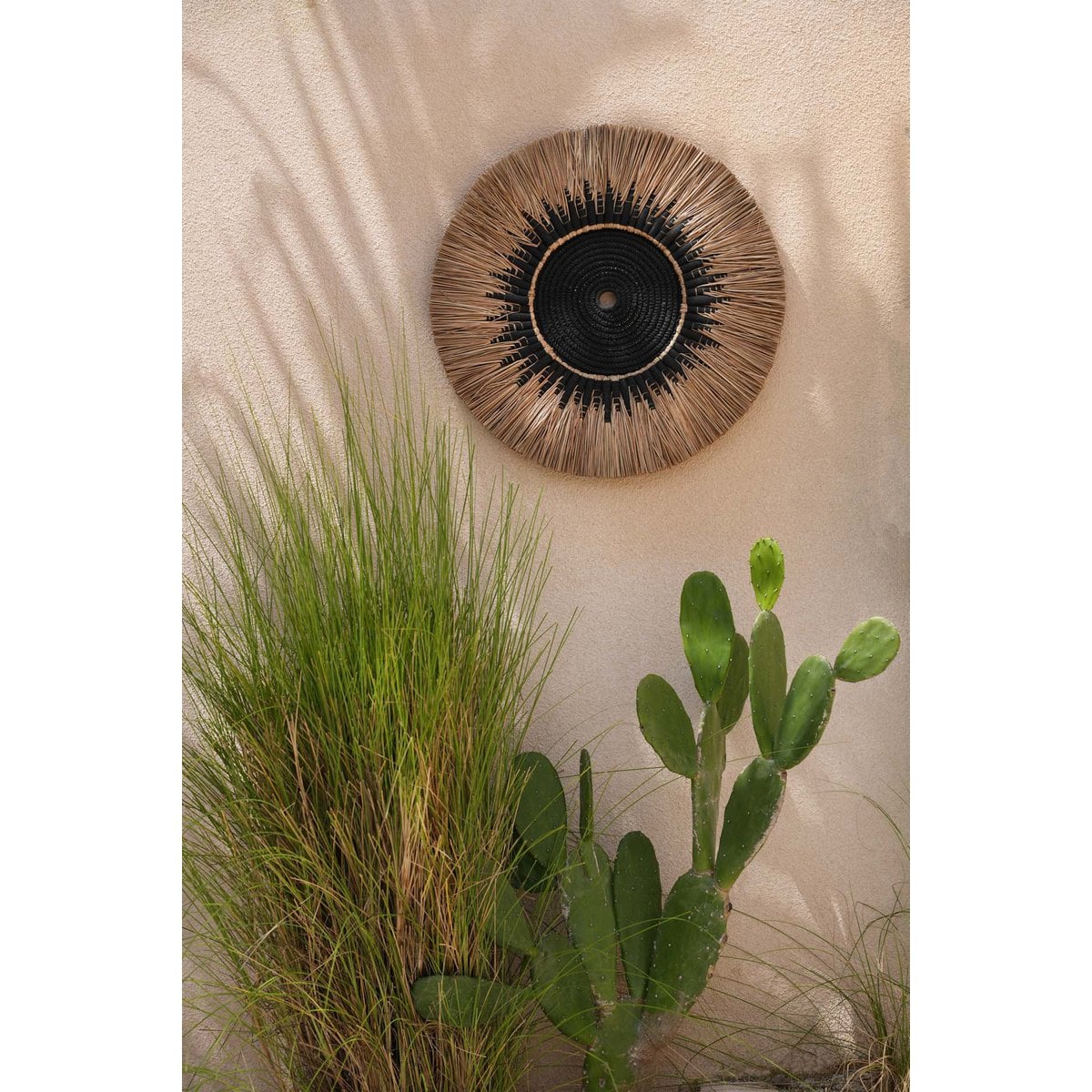 Raffia Macramé Wall Hanging - Black and Natural Wall Decor