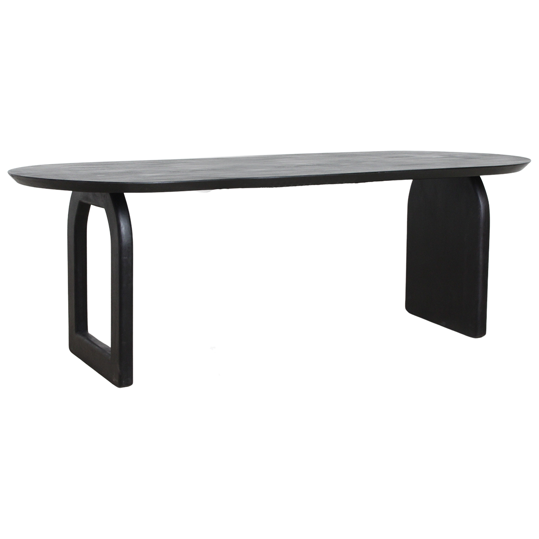 Mango Wood Dining Table - Black Bullnose Edge, Modern Style