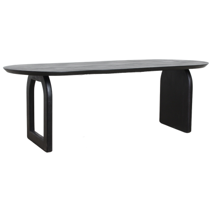 Mango Wood Dining Table - Black Bullnose Edge, Modern Style