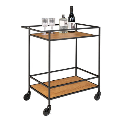 Vita Bar Trolley - oak look, black, 68x40x79cm