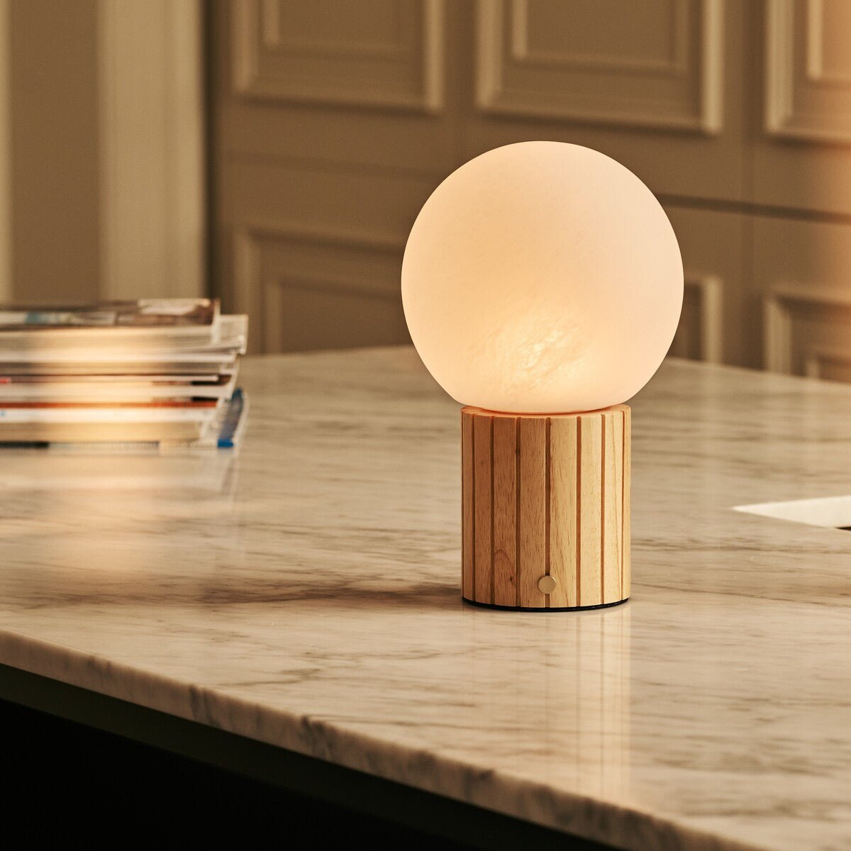 Light Brown Rechargeable Table Lamp - 3 Light Colors Cordless