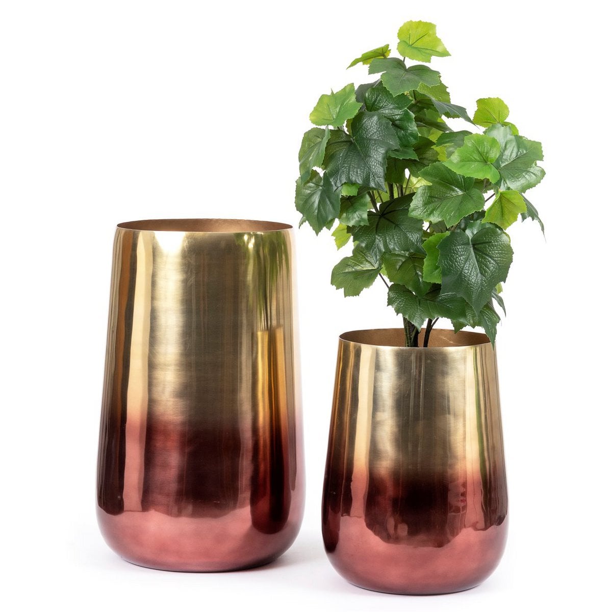 Brass Planter XL – Two Tone Decorative Plant Pot for Living Room