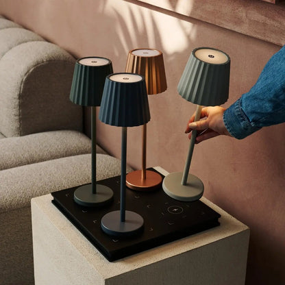 Combi Set Professional | 4 x Maya Stone Grey Rechargeable Table Lamps & 1 x AmstelCharging Station