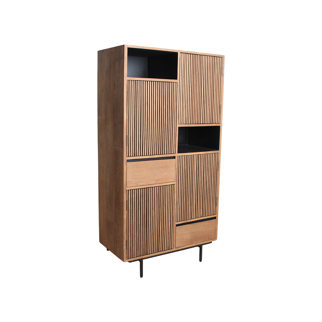 Teak Bookcase Cabinet - Recycled Wood, 90x45x172 cm