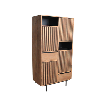 Teak Bookcase Cabinet - Recycled Wood, 90x45x172 cm