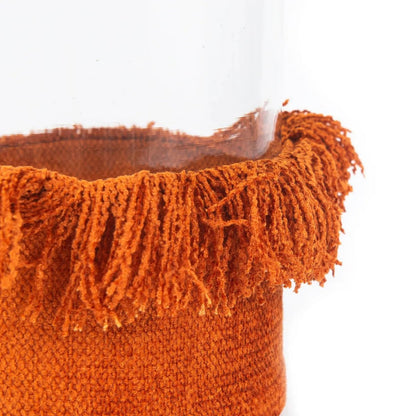 Velvet Candle Holder - Rust Hand-Knitted Glass Candle Holder - Large