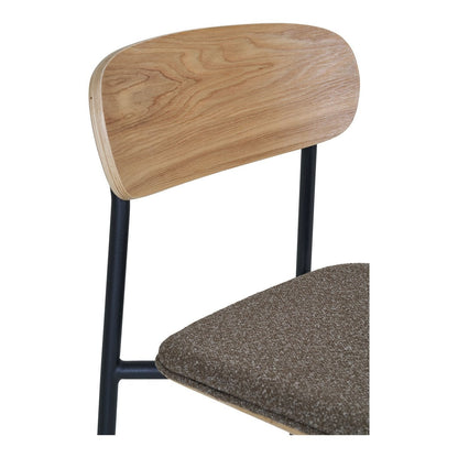 Counter Stools - Ash Wood & Black Metal, Brown Seat, Set of 2