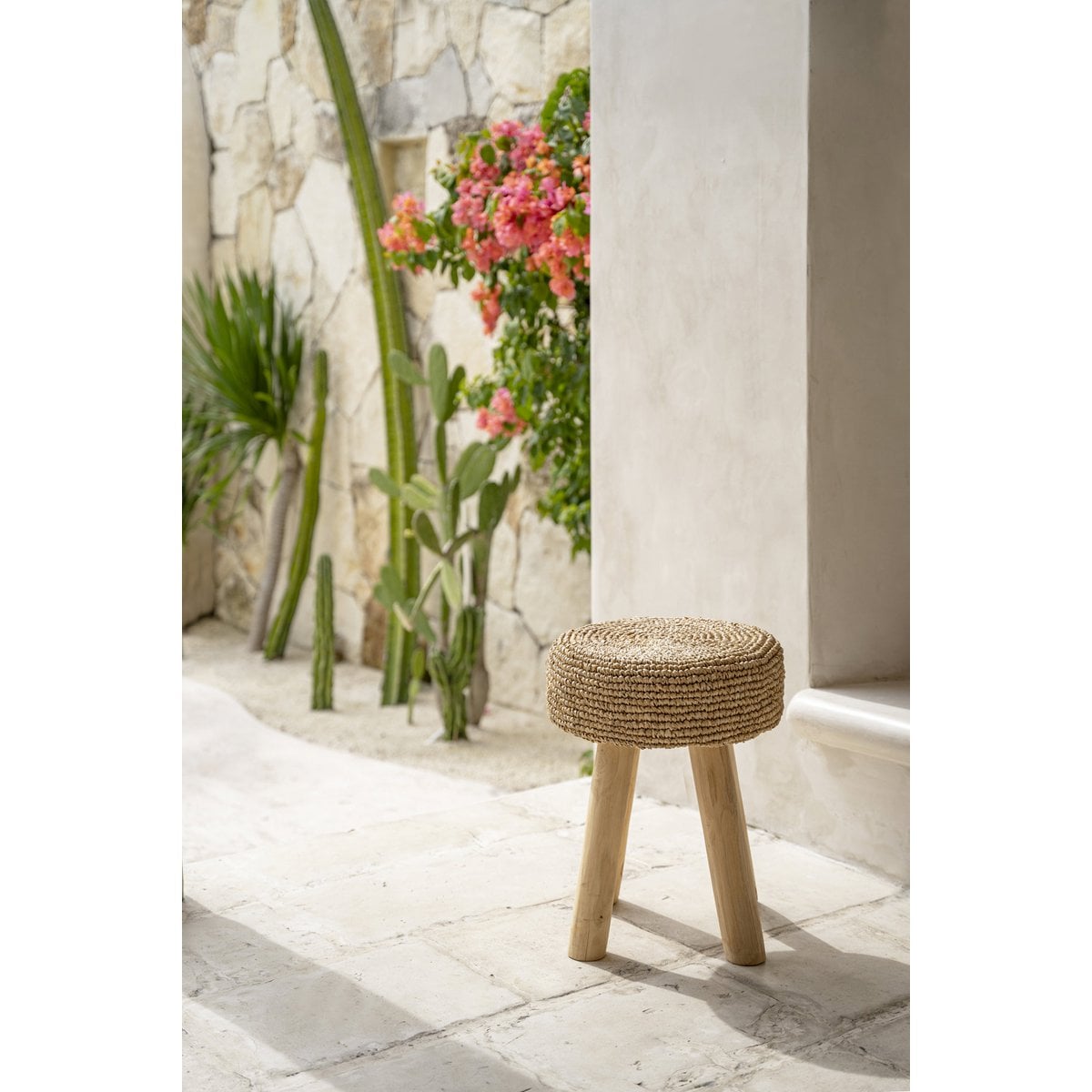 Raffia Stool - Natural