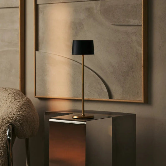Rechargeable Table Lamp – Black & Gold, Dimmable, Cordless, 120H Battery