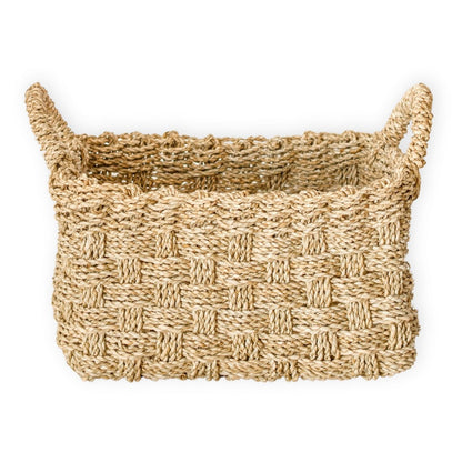 Seagrass Rectangular Storage Basket - Woven Batik Pattern, 3 Sizes