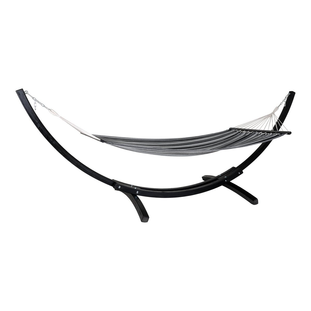 Larch Wood Hammock - Outdoor Polyester Cotton Blend, 320 cm - Gray & Black