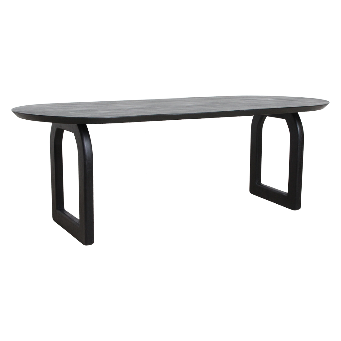 Mango Wood Dining Table - Black Bullnose Open Chassis, Modern Design