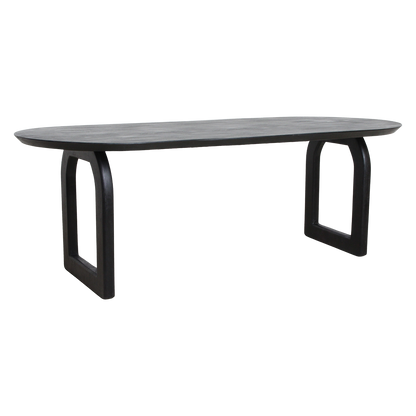 Mango Wood Dining Table - Black Bullnose Open Chassis, Modern Design