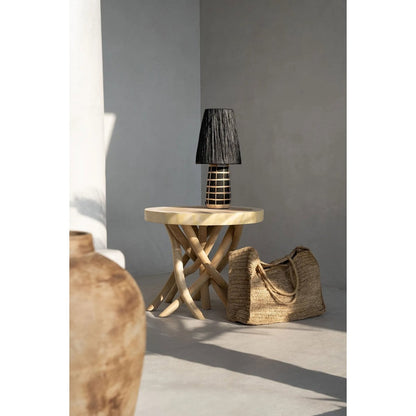 Rattan Table Lamp - Black Terracotta Accent Light